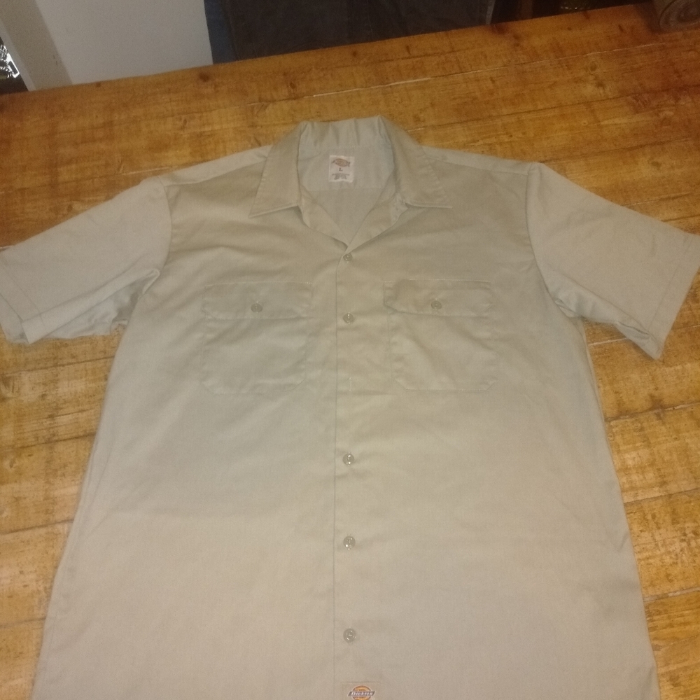 Dickies short sleeve work shirt Size L Charcoal and Khaki - Picture 7 of 9